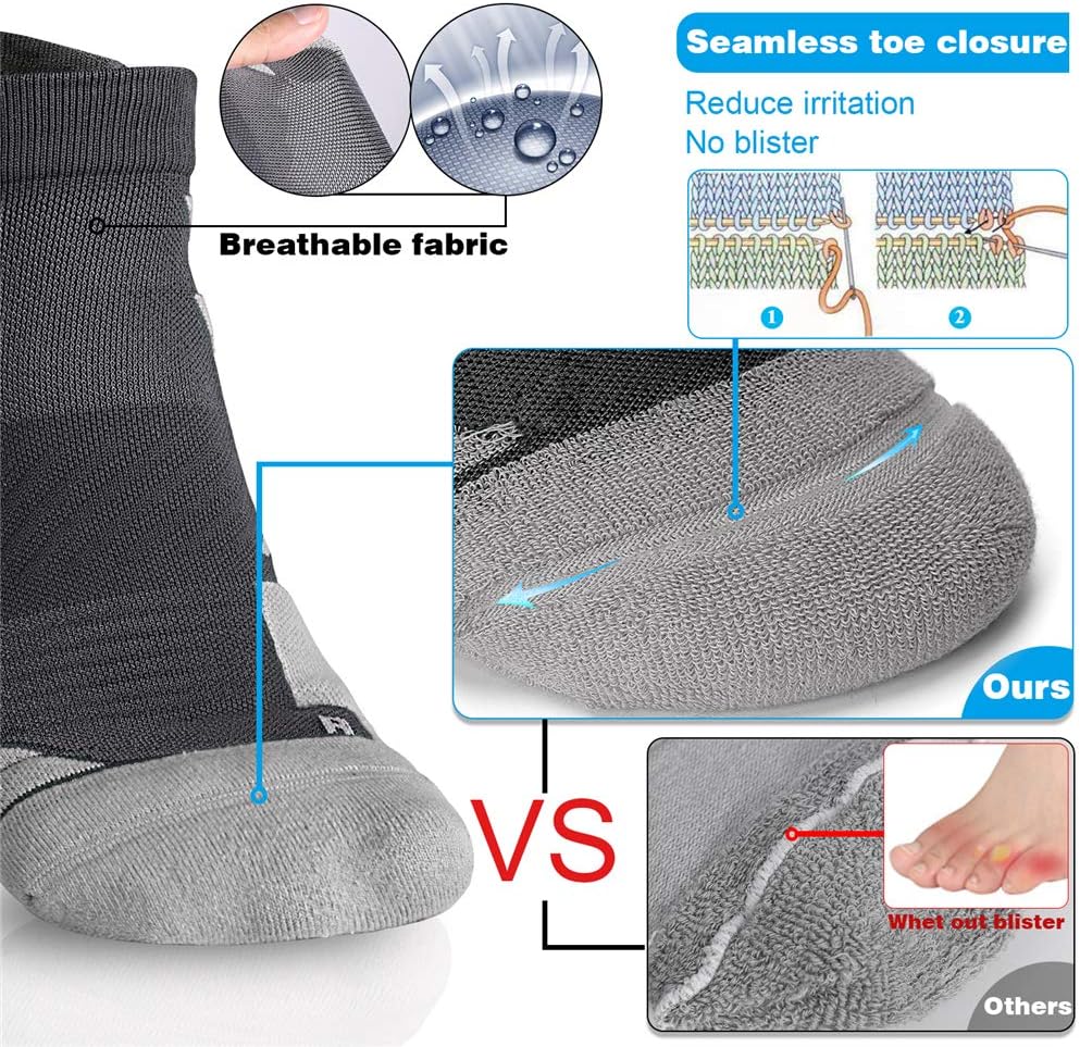 Hylaea Unisex Coolmax No Show Athletic Running Socks, Cushioned No Blisters