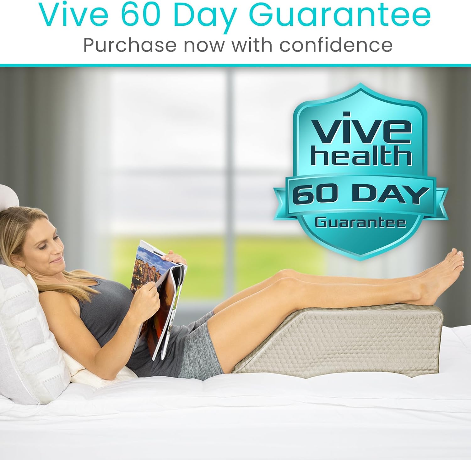 Xtra-Comfort Leg Elevation Pillow for Sleeping, Swelling, Post Surgery - Memory Foam Bed Wedge Pillow- Support Cushion for Pregnancy, Leg