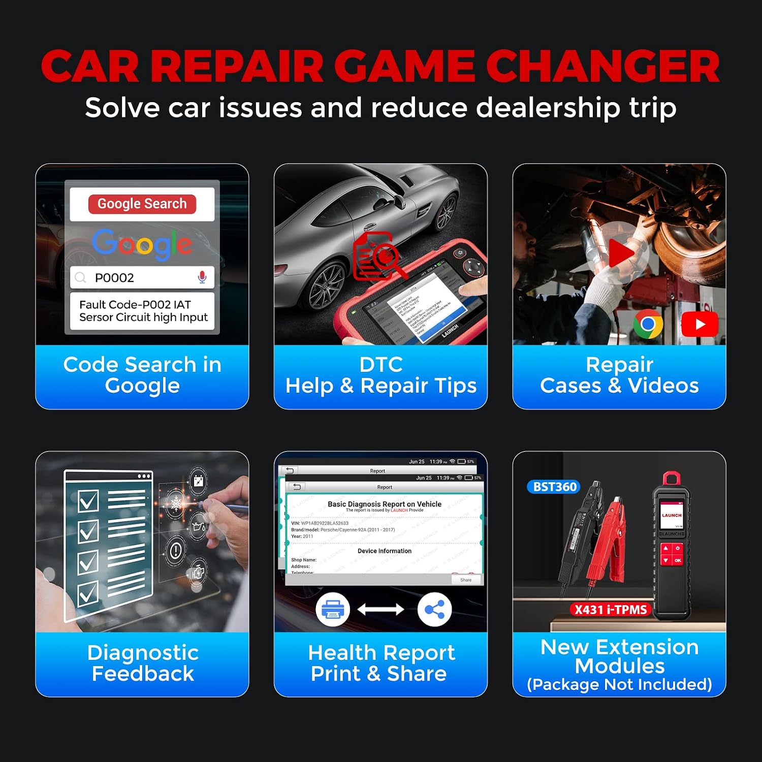 LAUNCH OBD2 Scanner CRP123I V3.0 Elite, 7 Resets Car Scanner, Lifetime Update | FCA SGW, CANFD&DoIP
