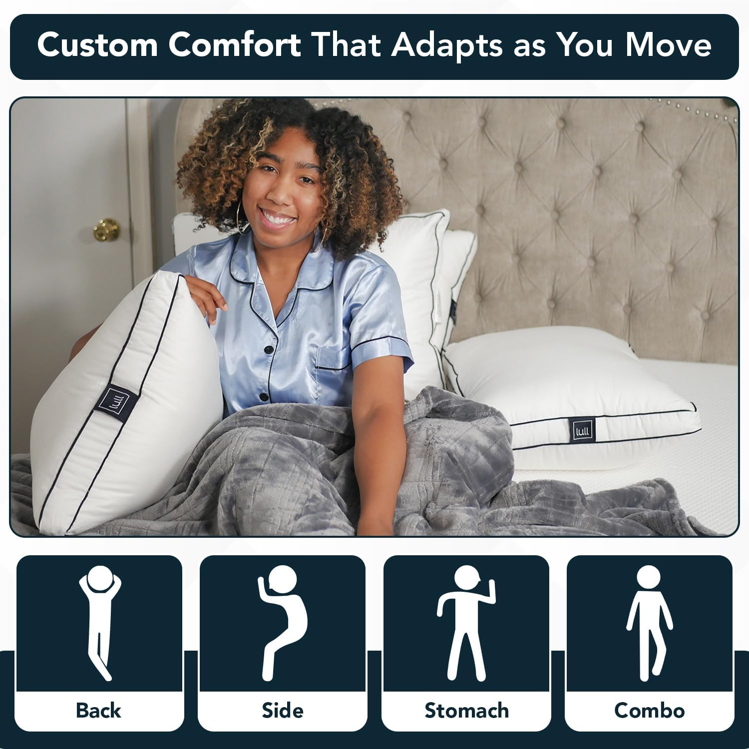 Lull Original 3-Layer Premium Hypoallergenic Pillow — Down Alternative for Neck & Spine Support — Bed Pillows for Sleeping — Cooling, Breathable, Machine Washable with 100-Night Trial — Standard Size