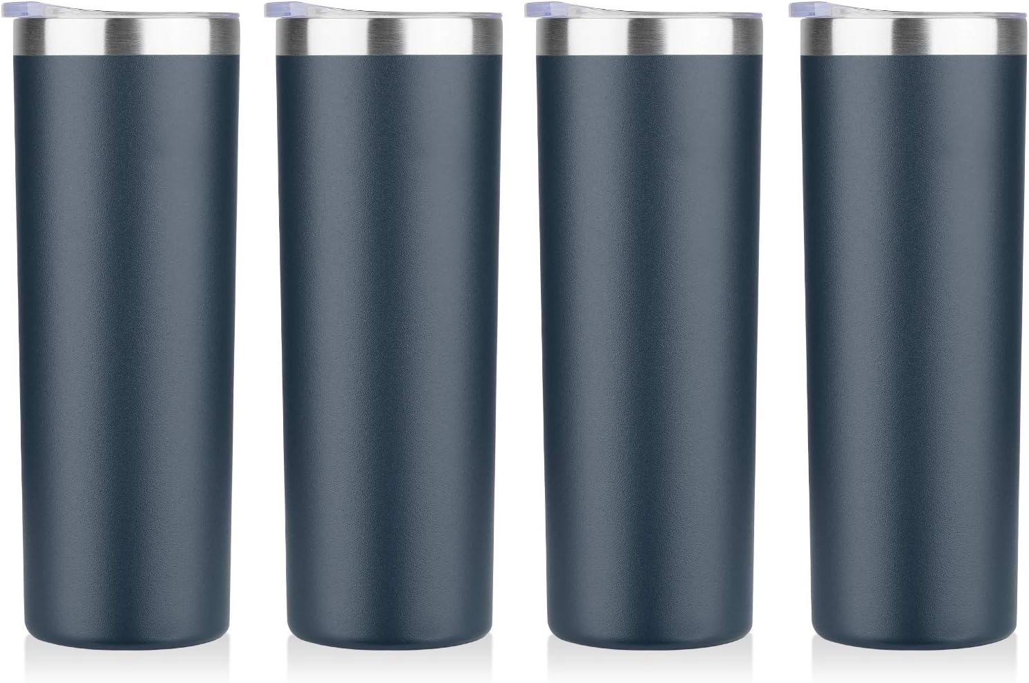 HASLE OUTFITTERS 20 oz Skinny Tumblers Bulk Set, Stainless Steel Insulated Slim Tumblers with Lids, Reusable Double Wall Travel Coffee Mugs