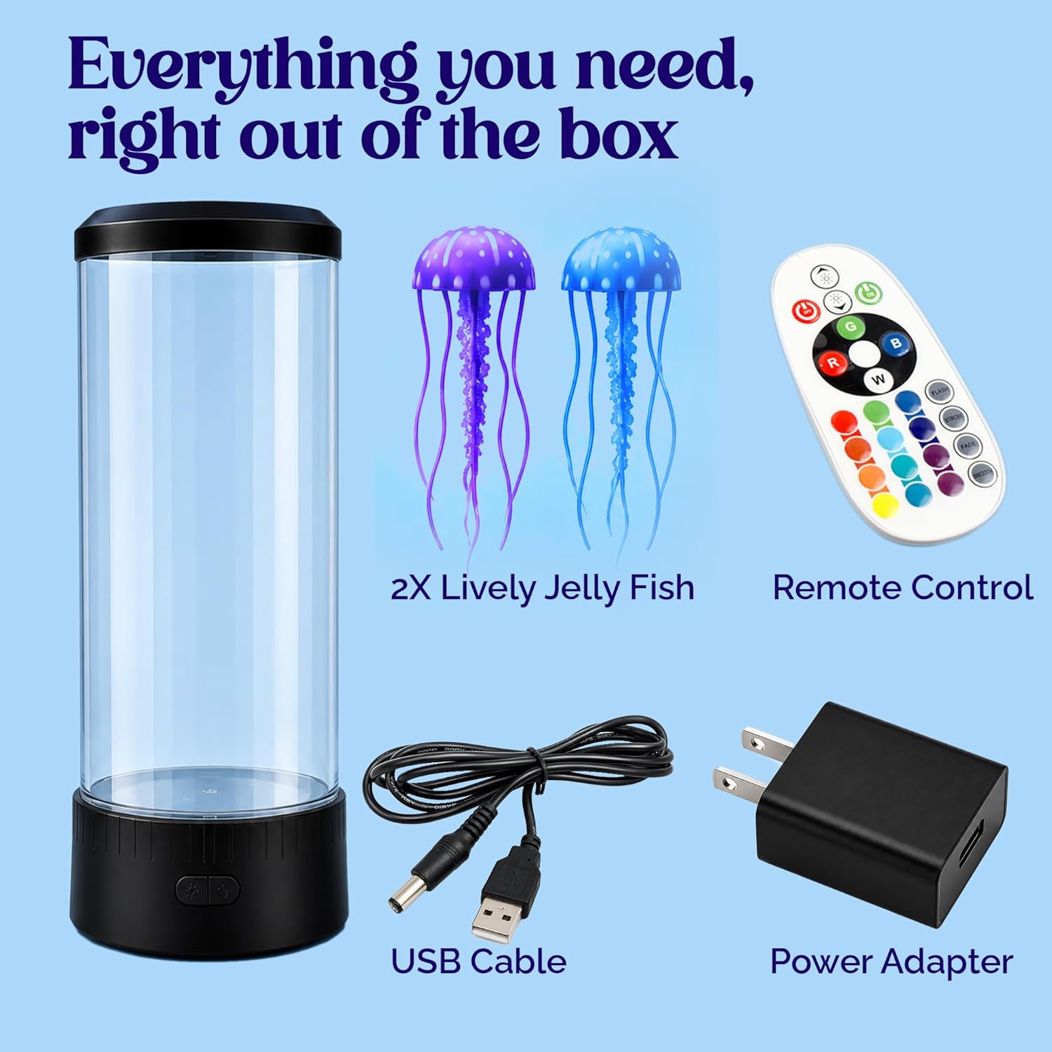 Brewish Jellyfish Lamp, 16 Color Options, 4 Mode Lifelike Jellyfish Aquarium, Electric Jellyfish LED Night Light, Fake Aquarium, Home Decor