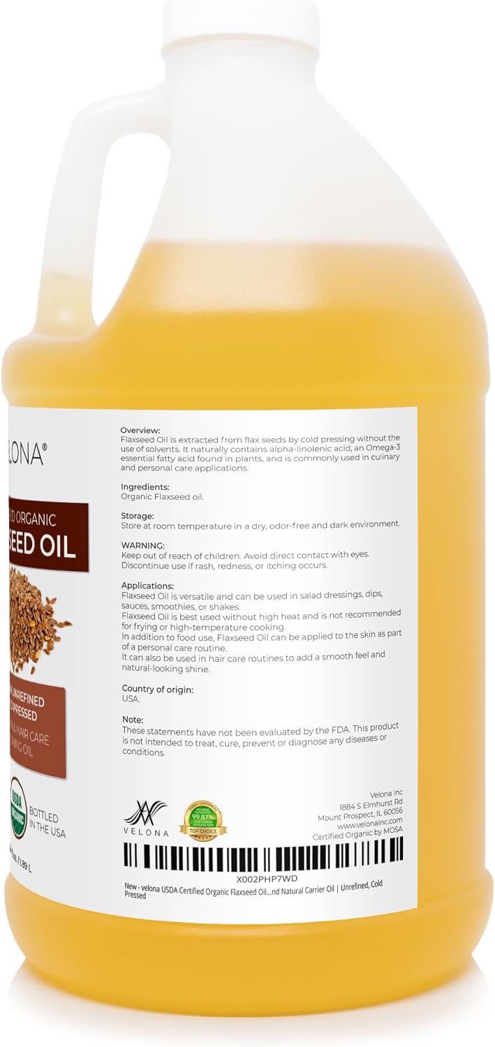 velona USDA Organic Castor Oil - 64 fl oz, Cold Pressed, USP Grade