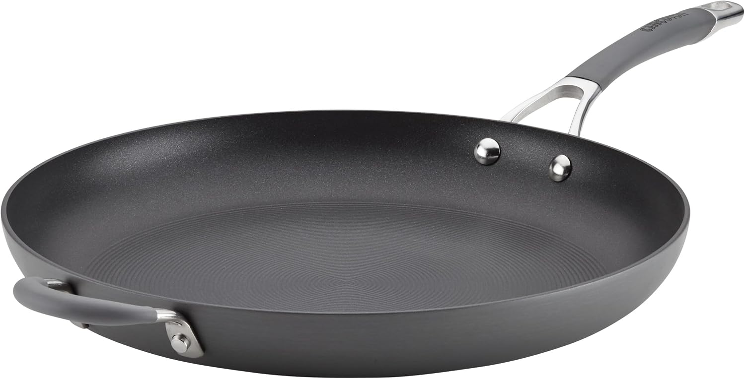 Circulon Radiance Hard Anodized Nonstick Deep Frying Pan with Lid, 12 inch Frying Pan with Lid, Deep Skillet, Gray