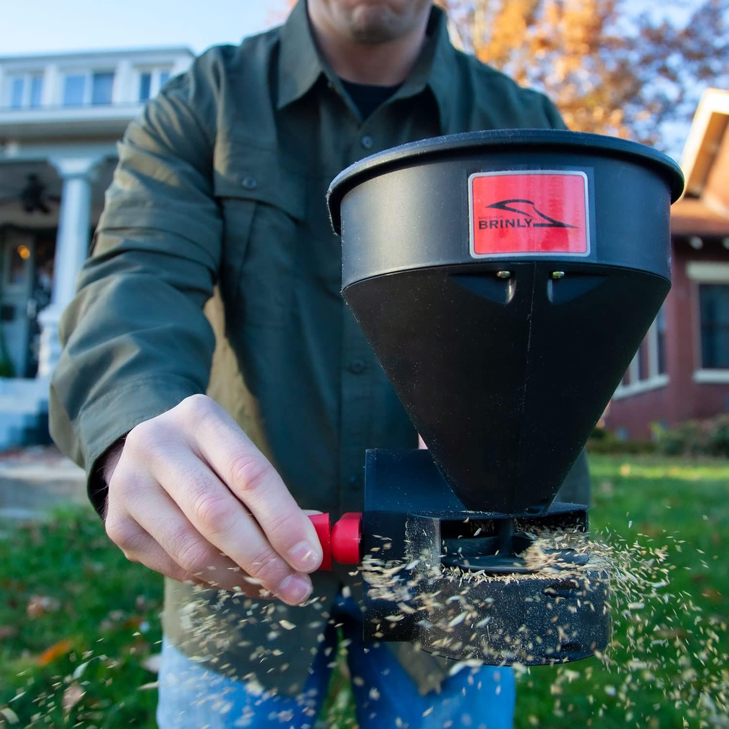 Brinly 5lb. All-Season Handheld Spreader with Easy-Fill Design for Seed, Ice Melt, & Fertilizer