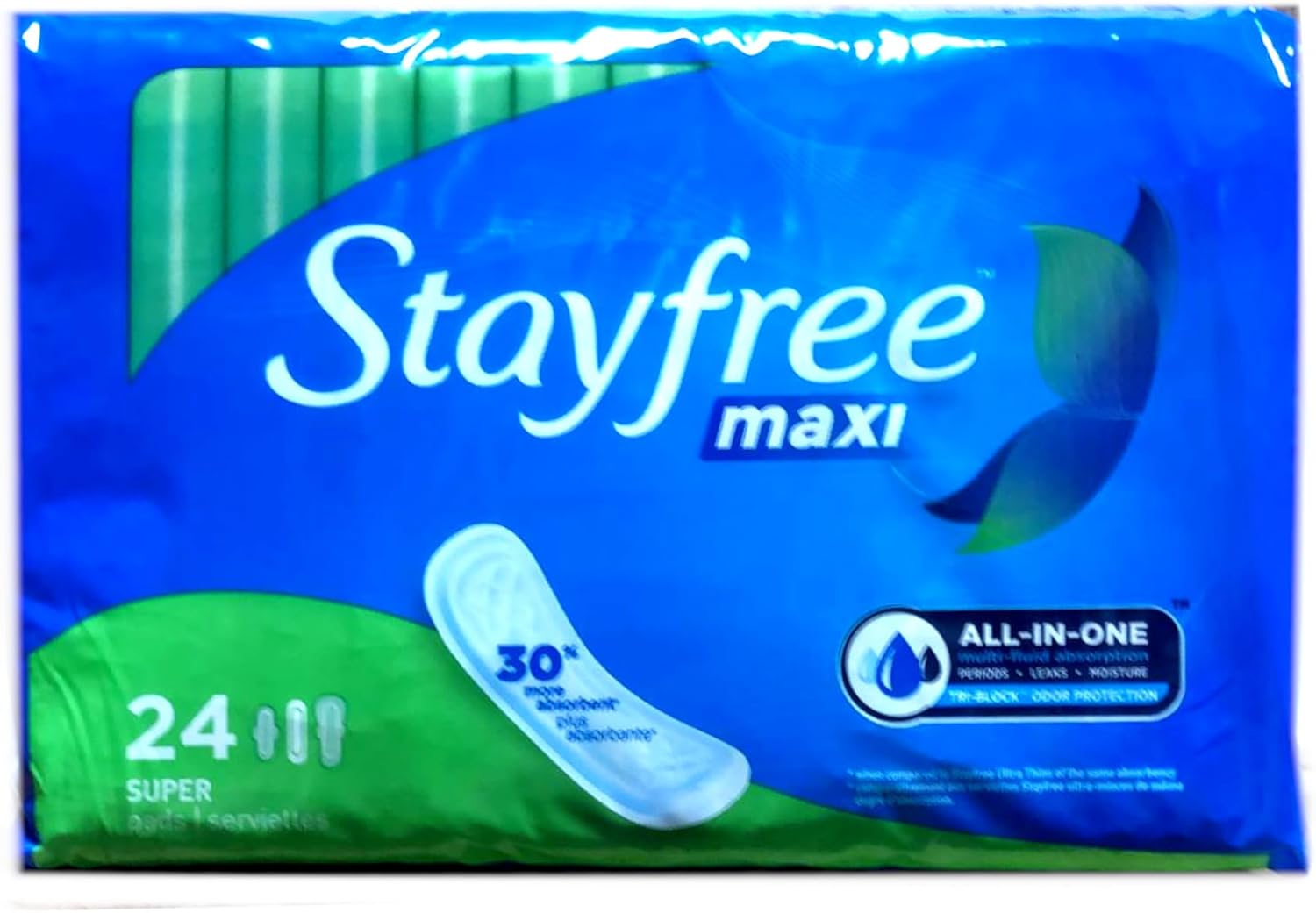 STAYFREE Super Maxi Pads, Size 2, 24 ea (Pack of 3)