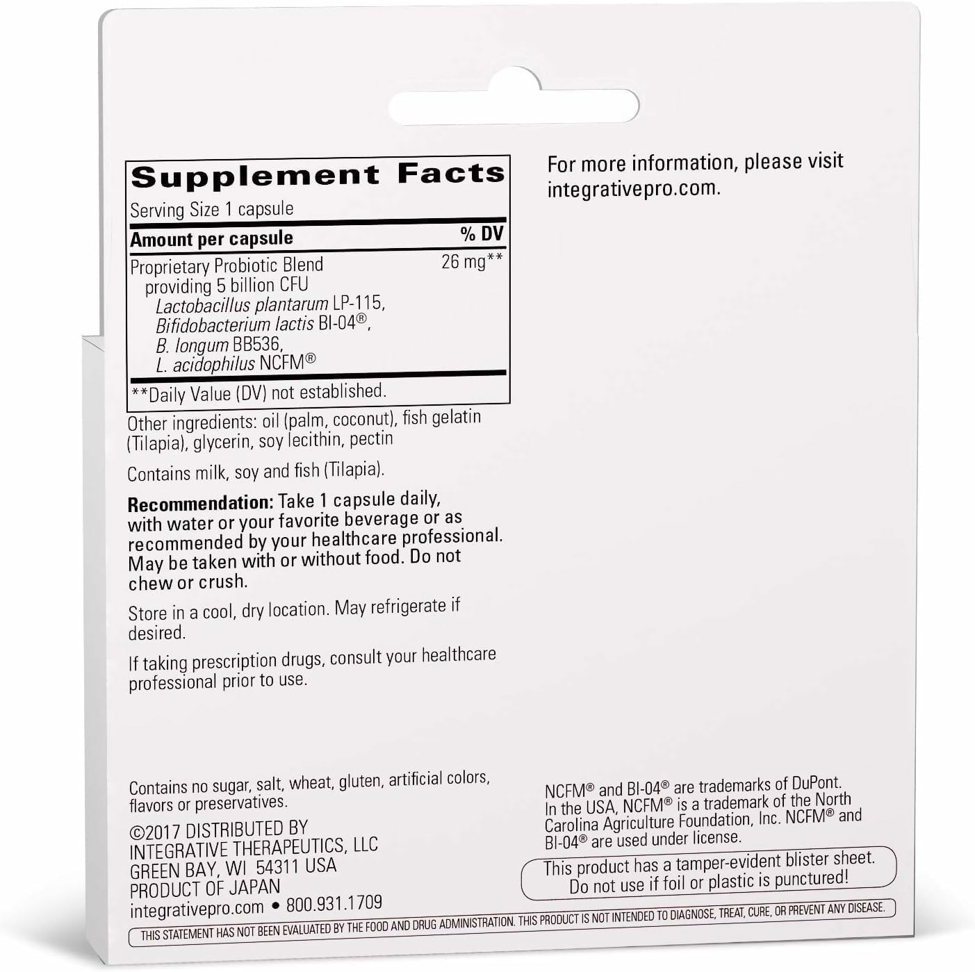 Integrative Therapeutics Probiotic Pearls Advantage - Gut Health Support with Lactobacilli & Bifidobacteria* - Non-Refrigerated - True Delivery