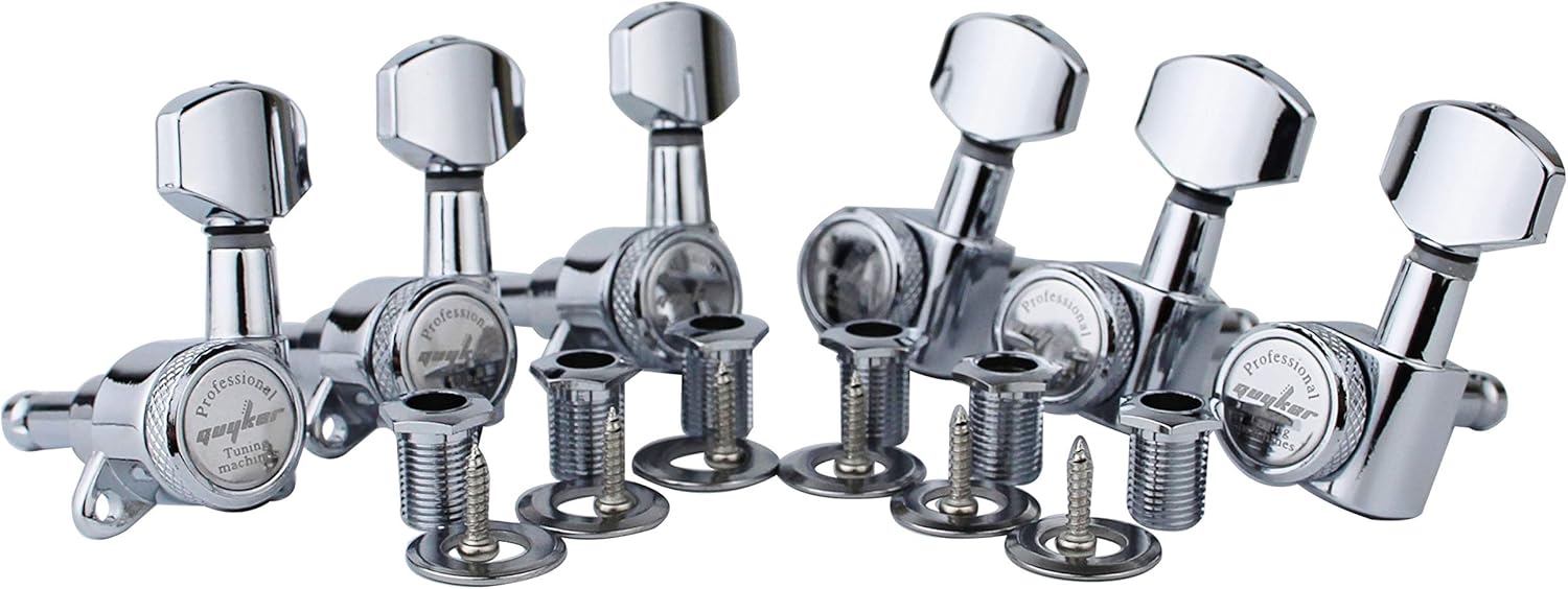 Guyker Guitar Locking Tuners (6 for Right) - 1:18 Lock String Tuning Key Pegs Machine Head with Hexagonal Handle Replacement for ST TL SG LP Style