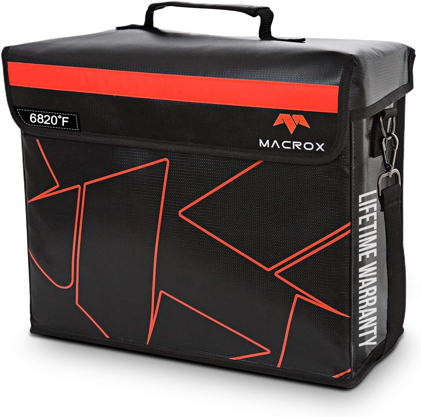 Fireproof Document Bag with lock, Patented Enclosed Flap, X Large