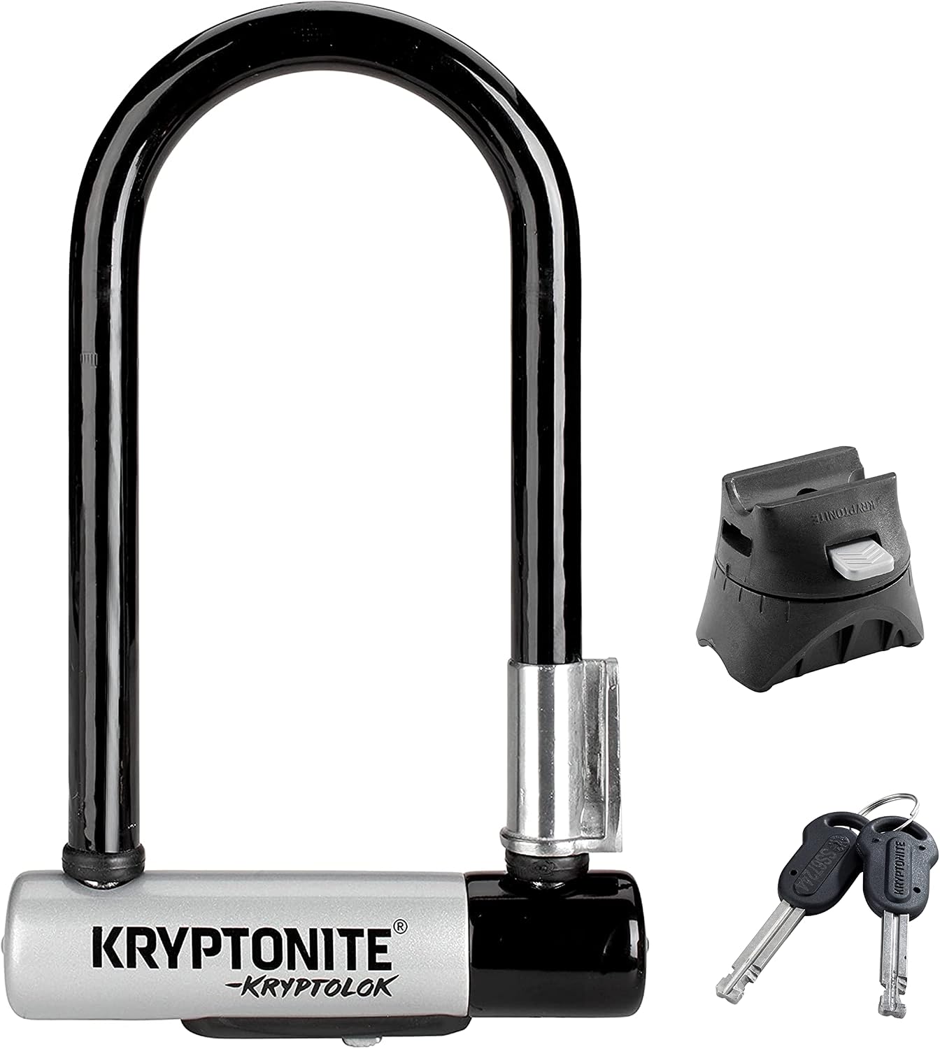 Kryptonite Kryptolok Mini-7 Bike U-Lock, Heavy Duty Anti-Theft Bicycle U Lock, 12.7mm Shackle with Mounting Bracket and Keys, High Security Lock for Bicycles Scooters