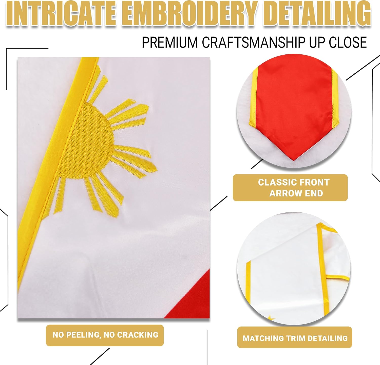 YOXEULL National Flag Embroidered Graduation Stole with Trim, Graduation Sash Graduates Gift, 72"
