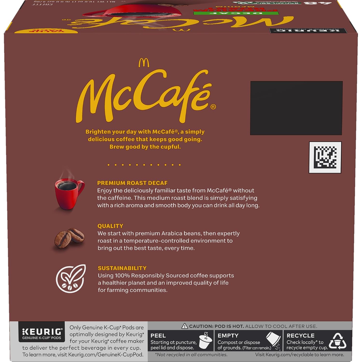 McCafe Premium Roast Decaf Coffee, Single Serve Keurig K-Cup Pods, Decaffeinated, 96 Count (4 Packs of 24)