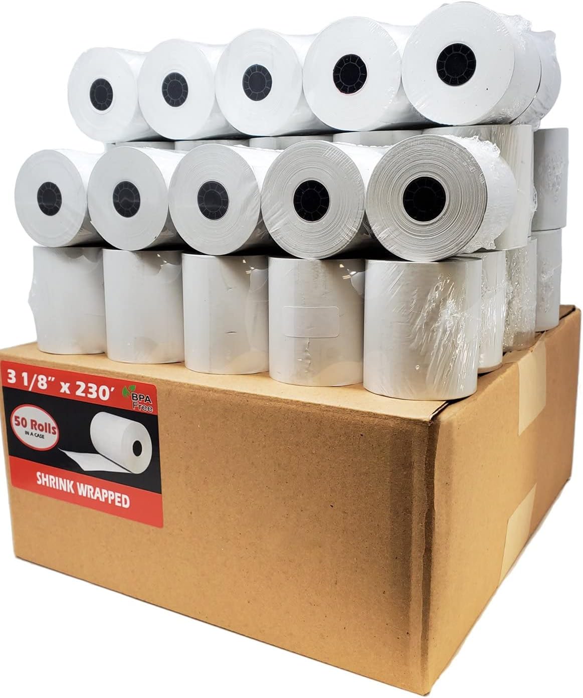 (50 Rolls) 3 1/8 x 230 Thermal Paper Receipt Rolls (55 GSM Premium Quality German Paper) Fits All POS Cash Registers BPA Free - BuyRegisterRolls