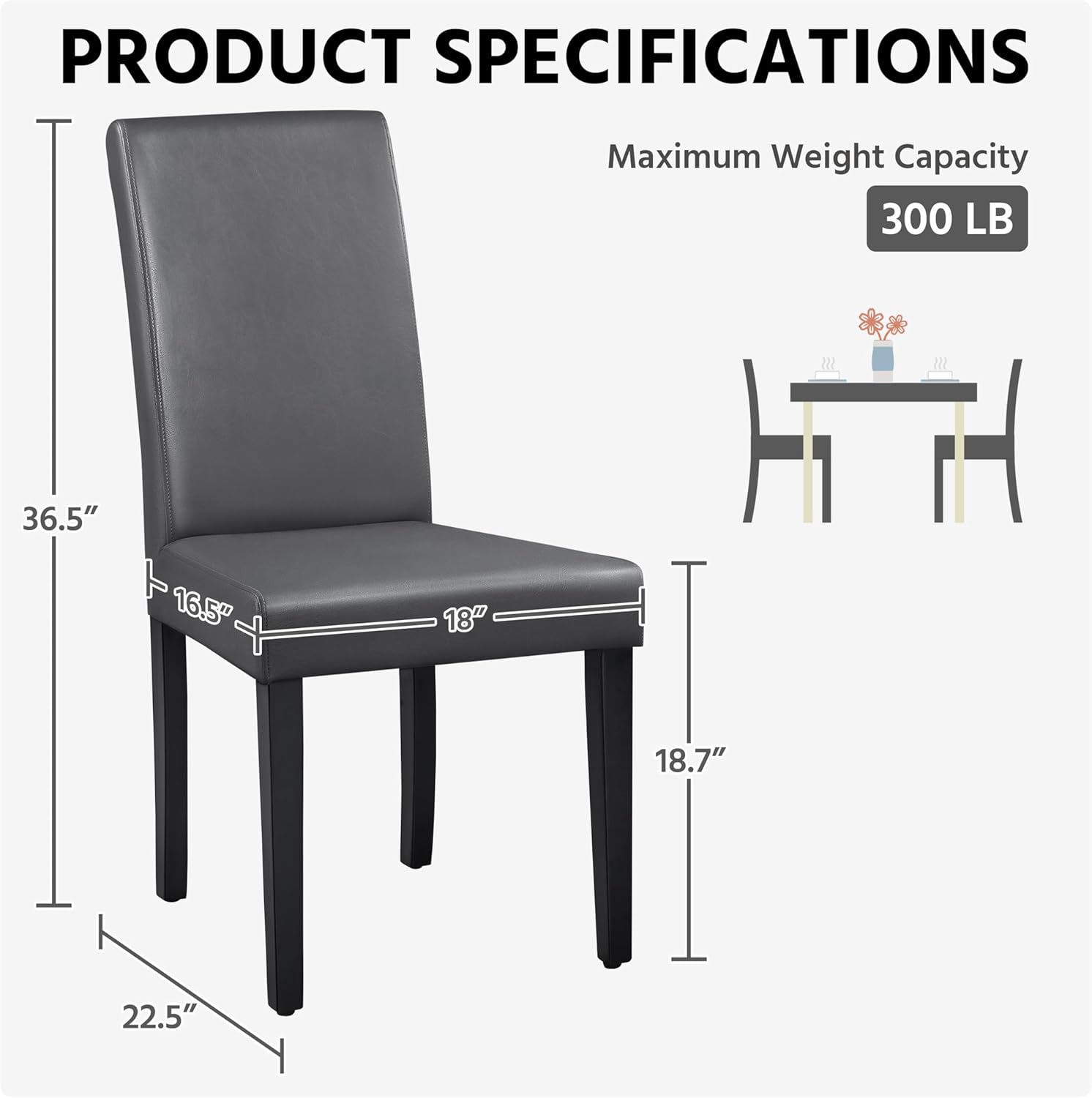Yaheetech Dining Chairs Set of 4 Upholstered Kitchen Chairs Black