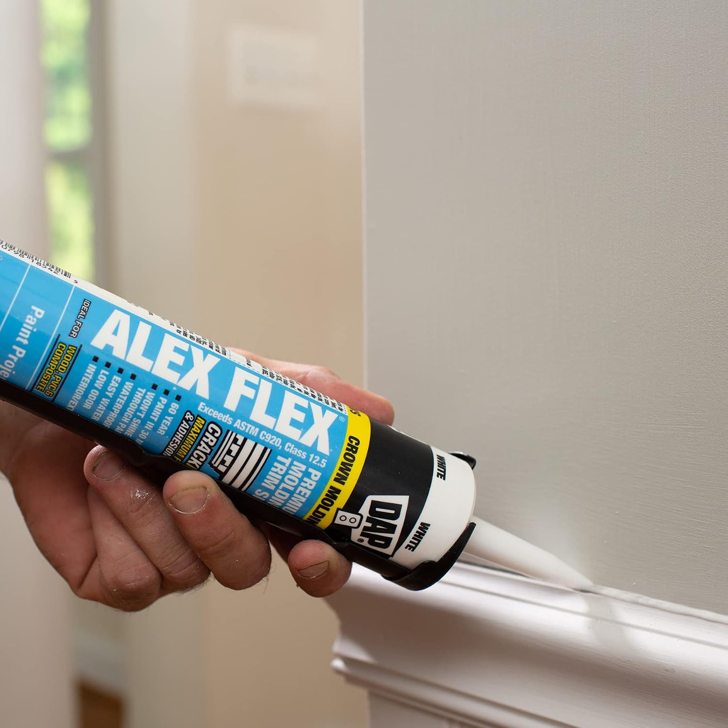 DAP Alex Flex Premium Molding & Trim Siliconized Sealant, White, 10.1 Oz (7079818542)