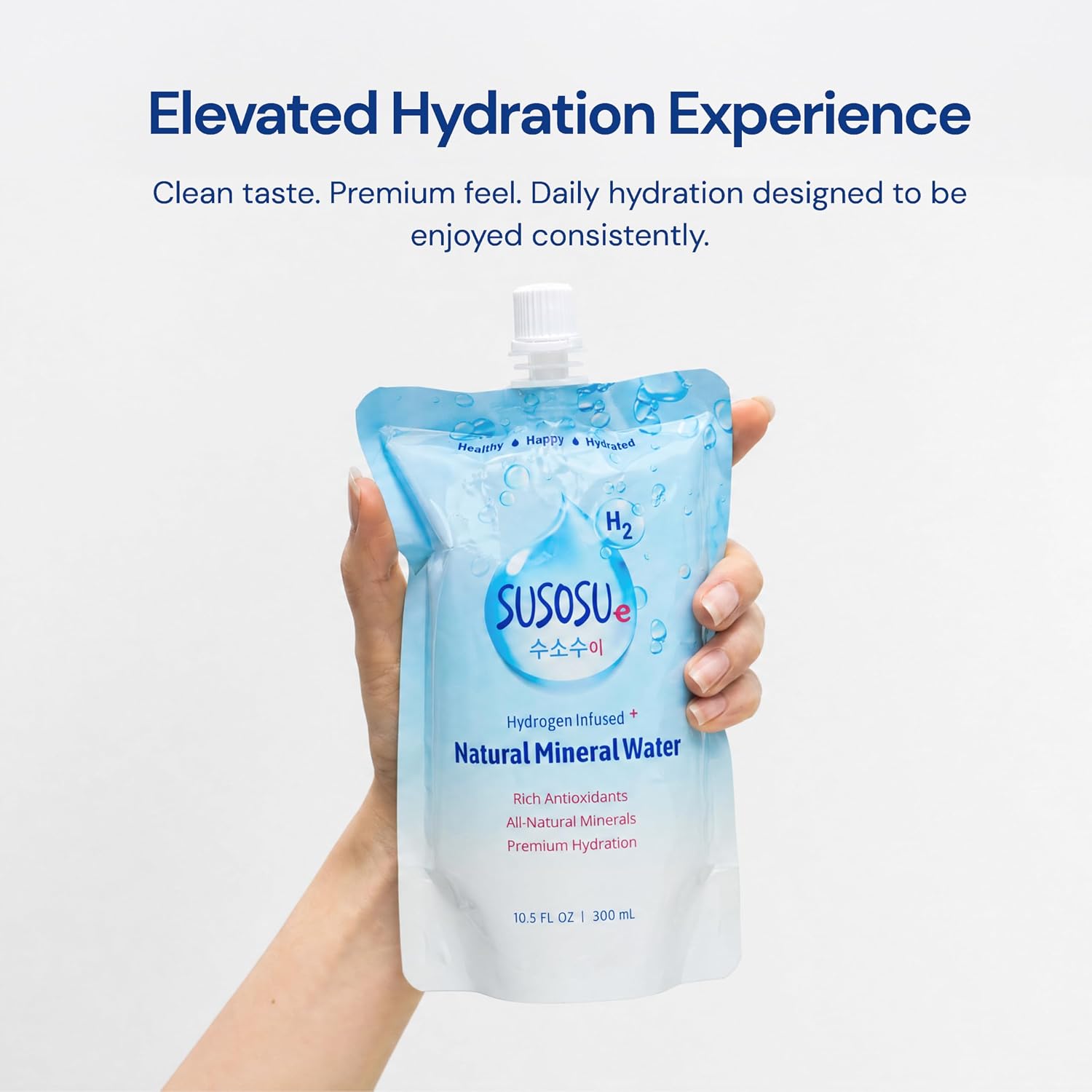 Susosu Hydrogen Water, Korean Mineral Water, 20 Pouches Ready to Drink, 10.5 Fl Oz