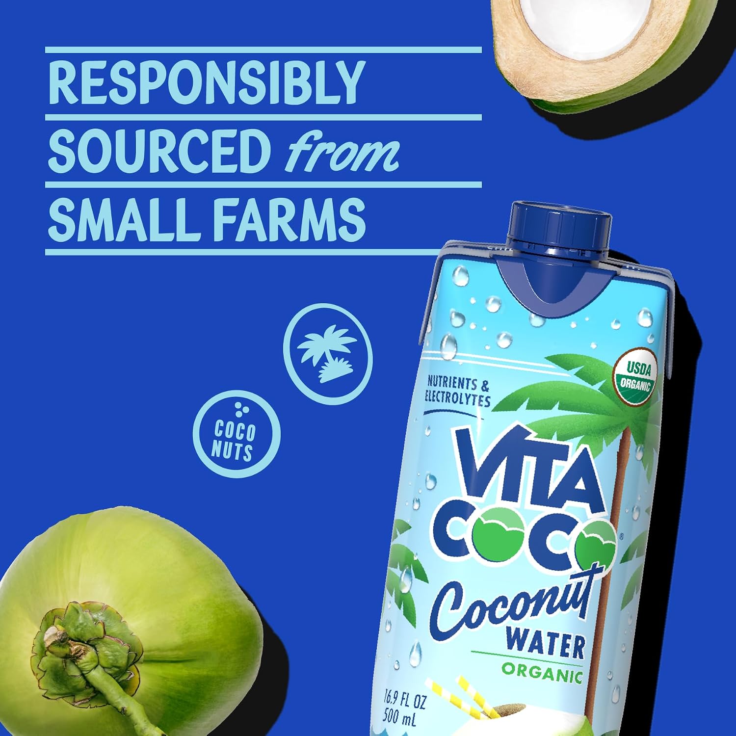 Vita Coco Organic Coconut Water, Original, 16.9 Oz (Pack of 12)