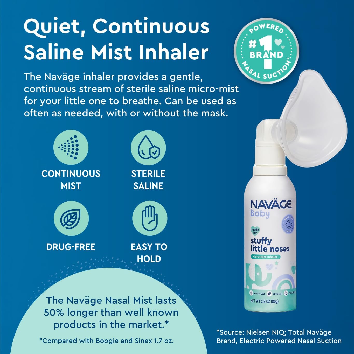 Navage® Baby Nasal Congestion Micro-Mist Inhaler, 2.8 Oz, with Mask | Gentle Congestion Relief: Pediatrician-Endorsed