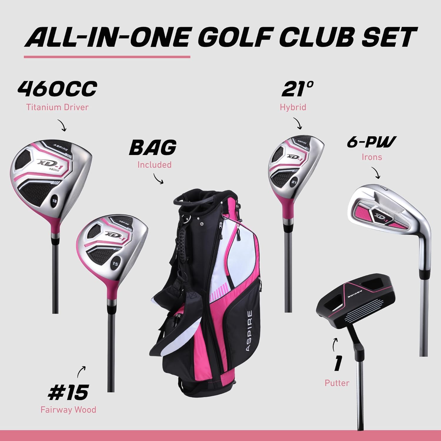 Aspire XD1 - Women's Golf Club Set - Pink