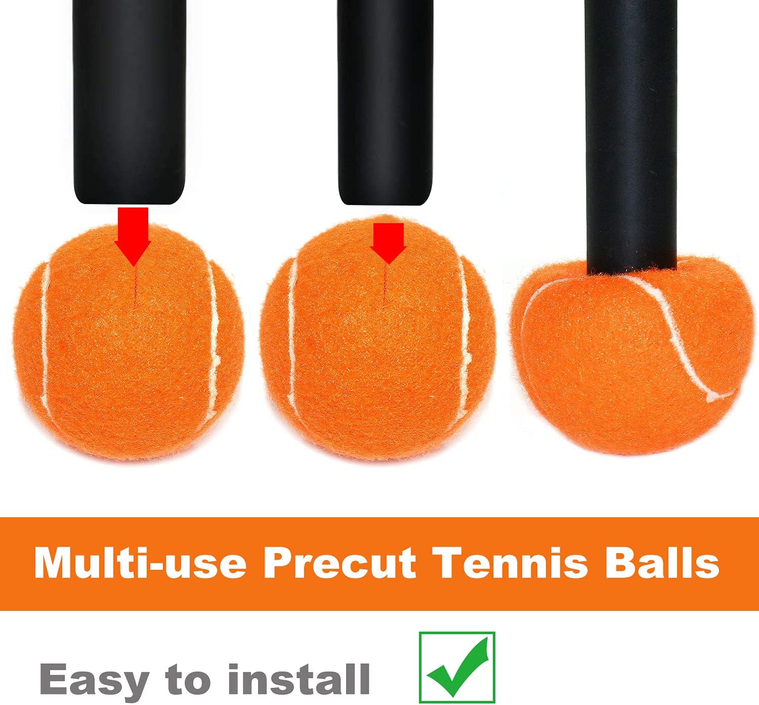URBEST Walker Tennis Balls 4pcs Precut Heavy Duty Tennis Balls for Walkers