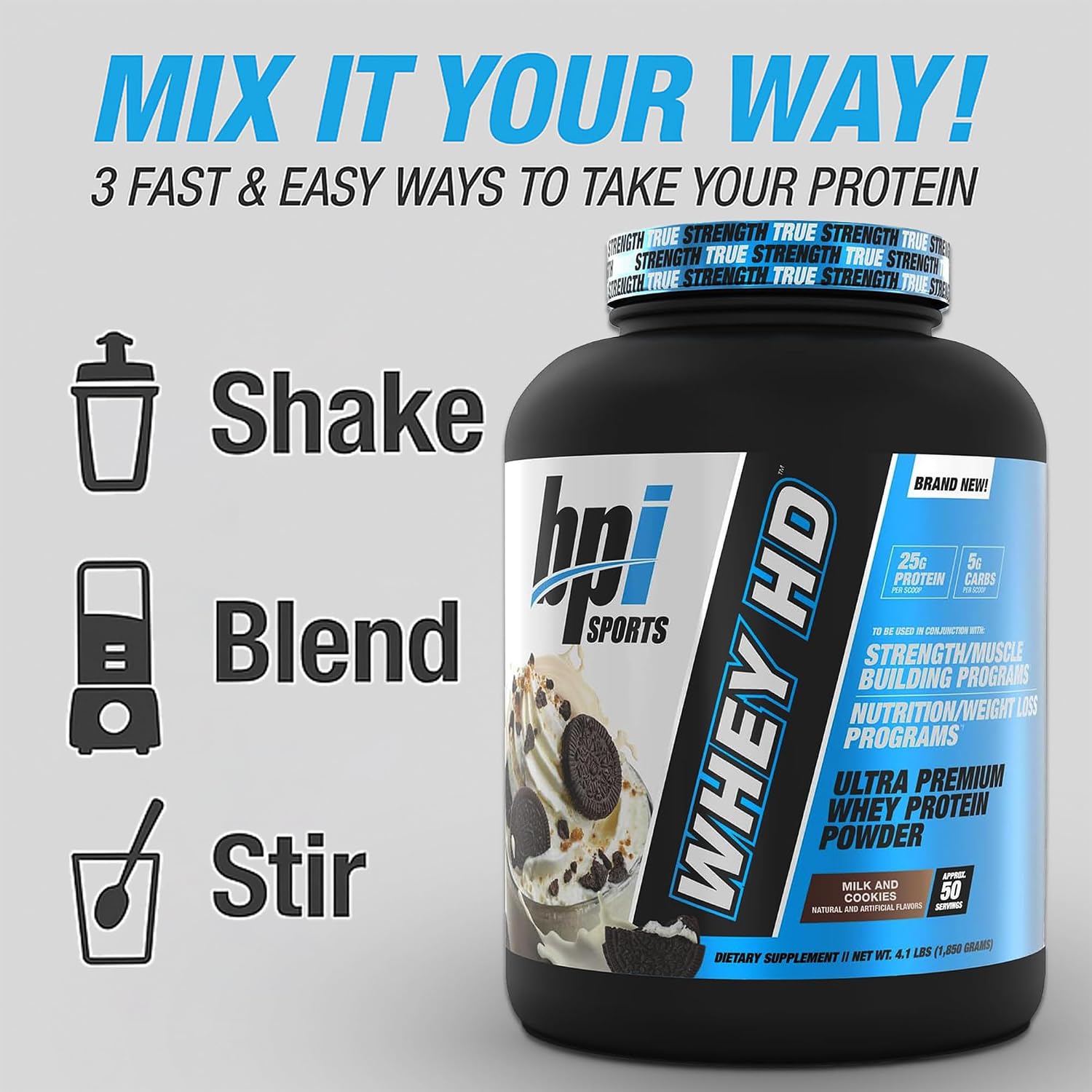 BPI Sports Whey HD Ultra Premium Protein Powder Isolate | Workout Whey Protein Powder For Men & Women for Muscle Gain | Milk Protein Concentrates | Chocolate Cookie/ Vanilla Caramel, 4.07 Pound