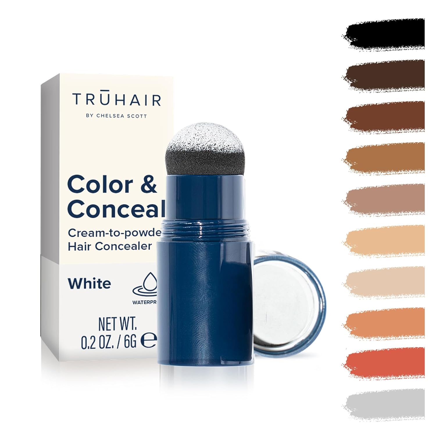 TRUHAIR Color & Conceal Waterproof Root Touch Up Hair Color for Gray Hair Coverage - Instant Root Cover Up Hair Powder for Women & Men - Bald Spot