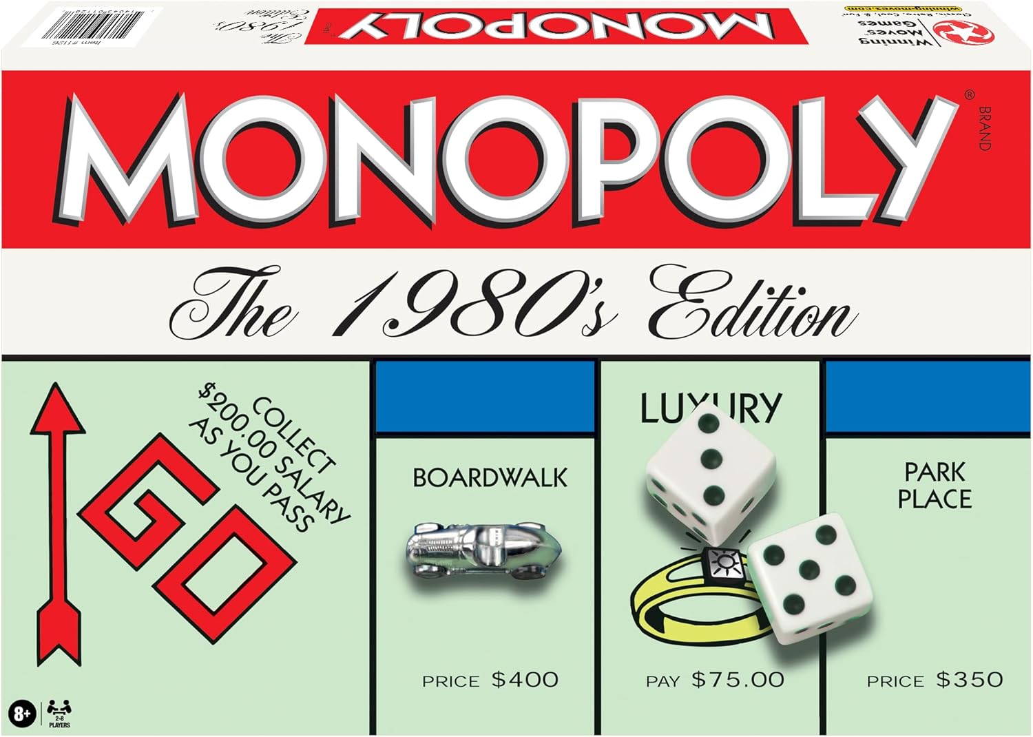 Monopoly The 1980's Edition, with Original Art, by Winning Moves Games USA | Includes Classic Tokens, For 2 to 8 Players, Ages 8+