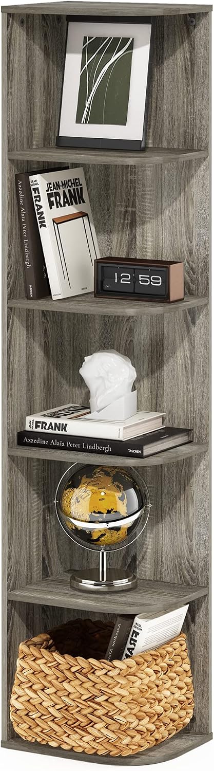 Furinno LUDER Book Shelf, 5-Cube Bookshelf, Reversible Bookcase, 9.4 x 19.5 x 31.5, Easy Assembly, for Living Room, Bedroom, Home Office, White