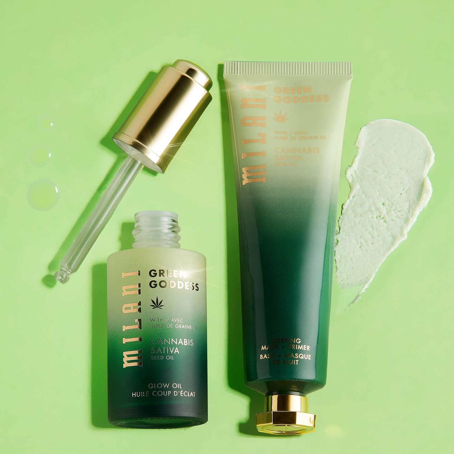 Milani Green Goddess Glow Oil - Multi-Use Facial Oil Infused With Hemp Oil To Hydrate and Soothe Stressed Out Skin