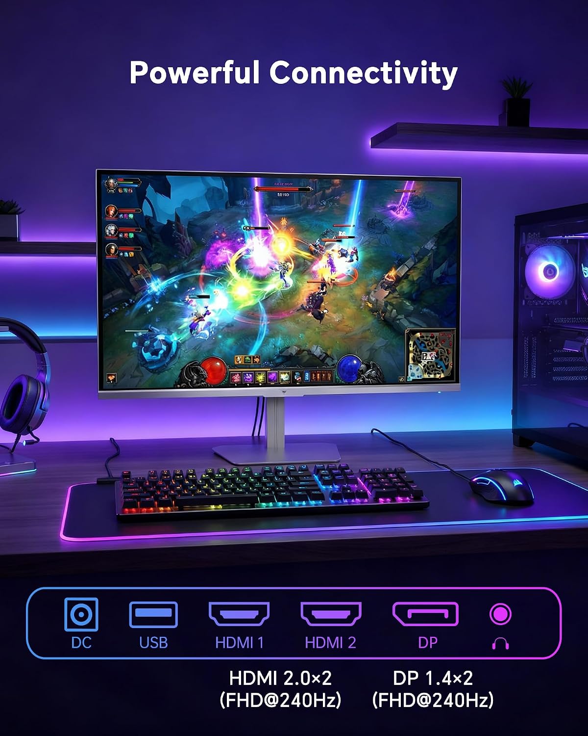 KTC 24.5 Inch Gaming Monitor, 180Hz OC 200Hz Monitor FHD, Fast IPS, H25T7 | 1080P Monitors 1ms, 128% sRGB HDR10, Adaptive Sync, HDMI DP, VESA Tilt Adjustable for Xbox PS5 Switch, HDMI Cable Inc.