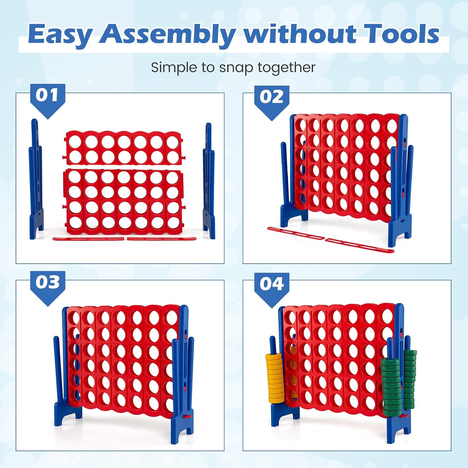 Costzon Giant 4-in-A-Row, Jumbo 4-to-Score Giant Game Set for Kids & Adults, Indoor Outdoor Yard Connect Game