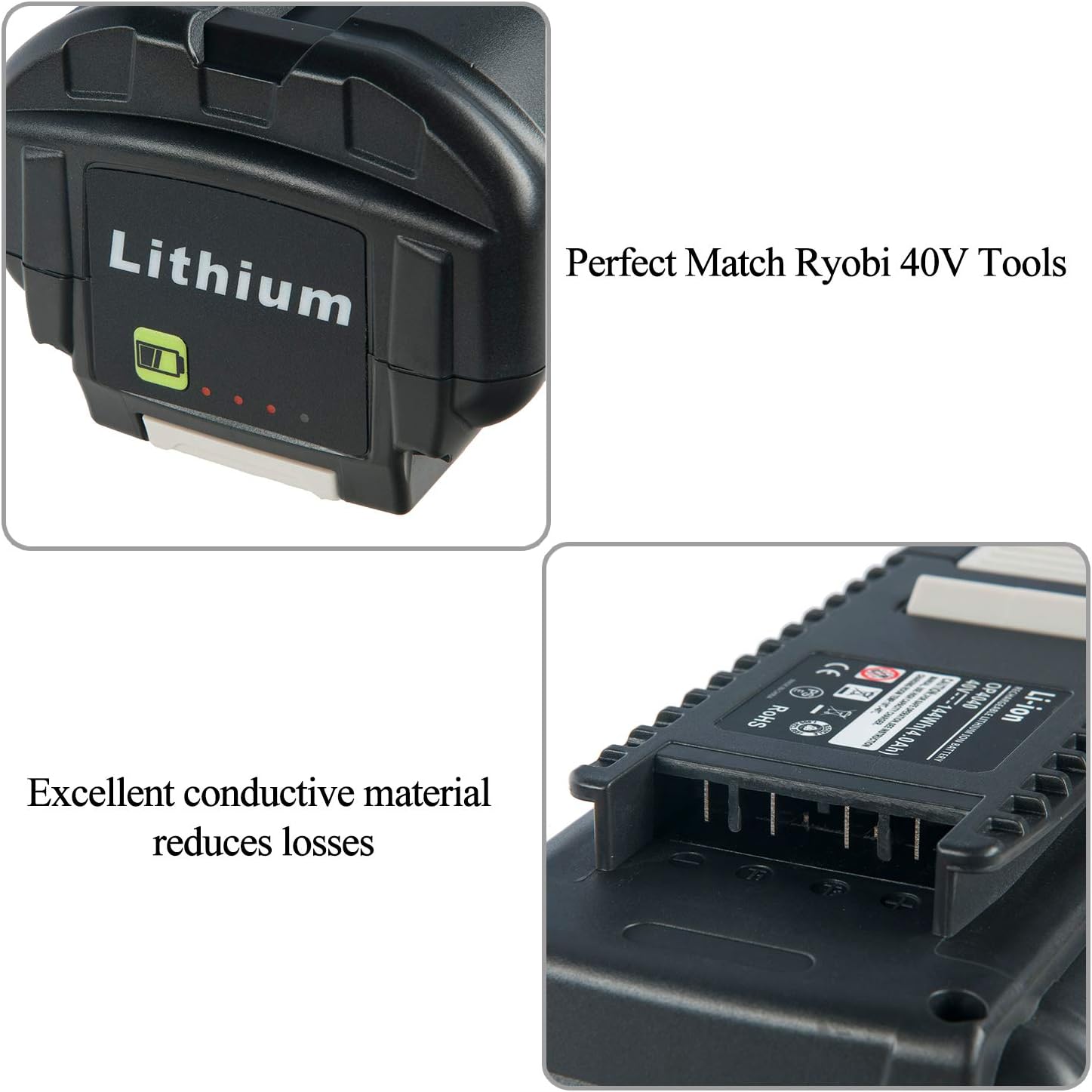 Replacement Battery for Ryobi 40v Battery OP4015 OP4050A OP4040 OP4050 Compatible with Ryobi 40V Cordless Power Tools, Capacity 4.0Ah