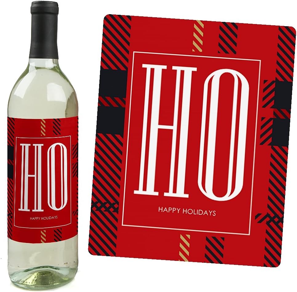 Big Dot of Happiness Ugly Sweater - Holiday and Christmas Wine Bottle Label Stickers - Set of 4