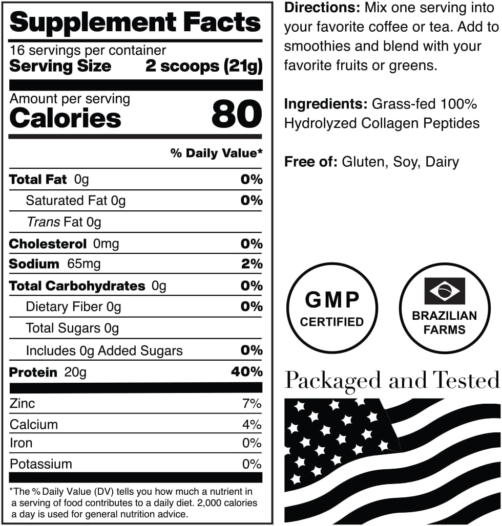 Norcal Organic Hydrolyzed Collagen Peptides, Grass-Fed, 20g Protein, 12oz