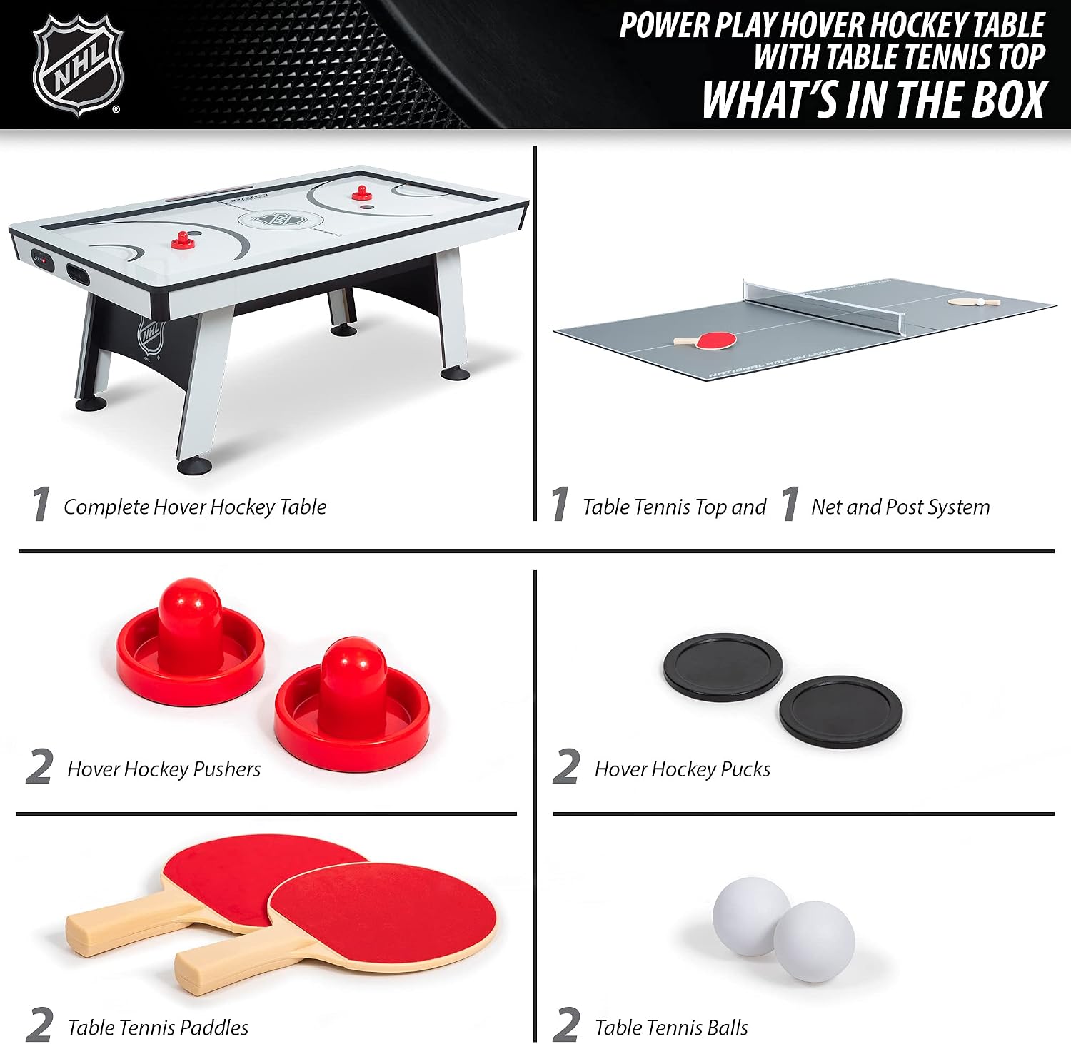 EastPoint NHL Power Play, Air Hockey Table, Table Tennis Top, Arcade Games | Game Room Fun, Table Games, Built-In Leg Levelers, LED Scoring