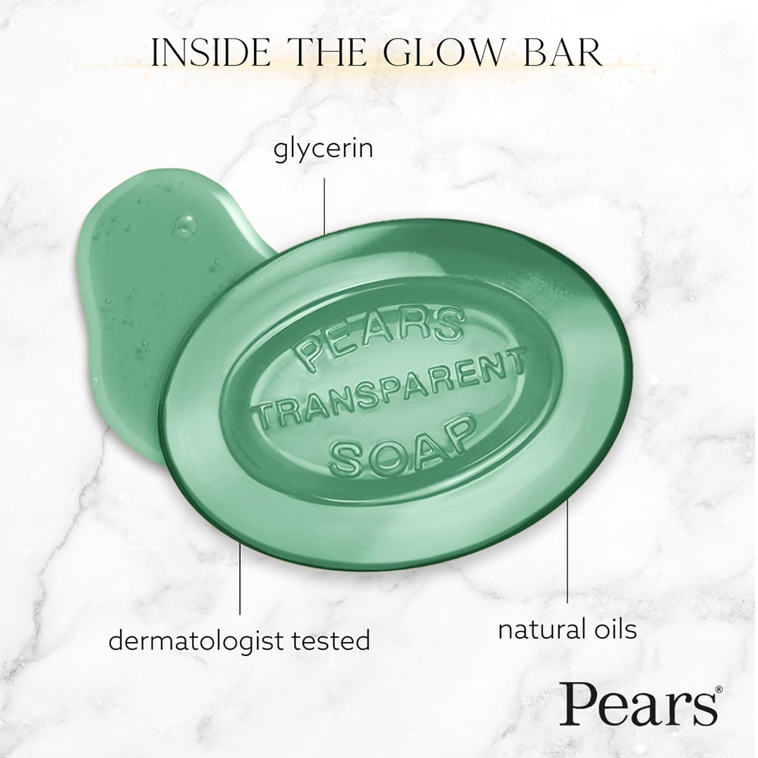 Pears Soap, Pure & Gentle with Lemon Flower Extract, 3-Pack – Transparent Green Glycerin Soap for Radiant, Glowing Skin, 4.4 Oz Ea
