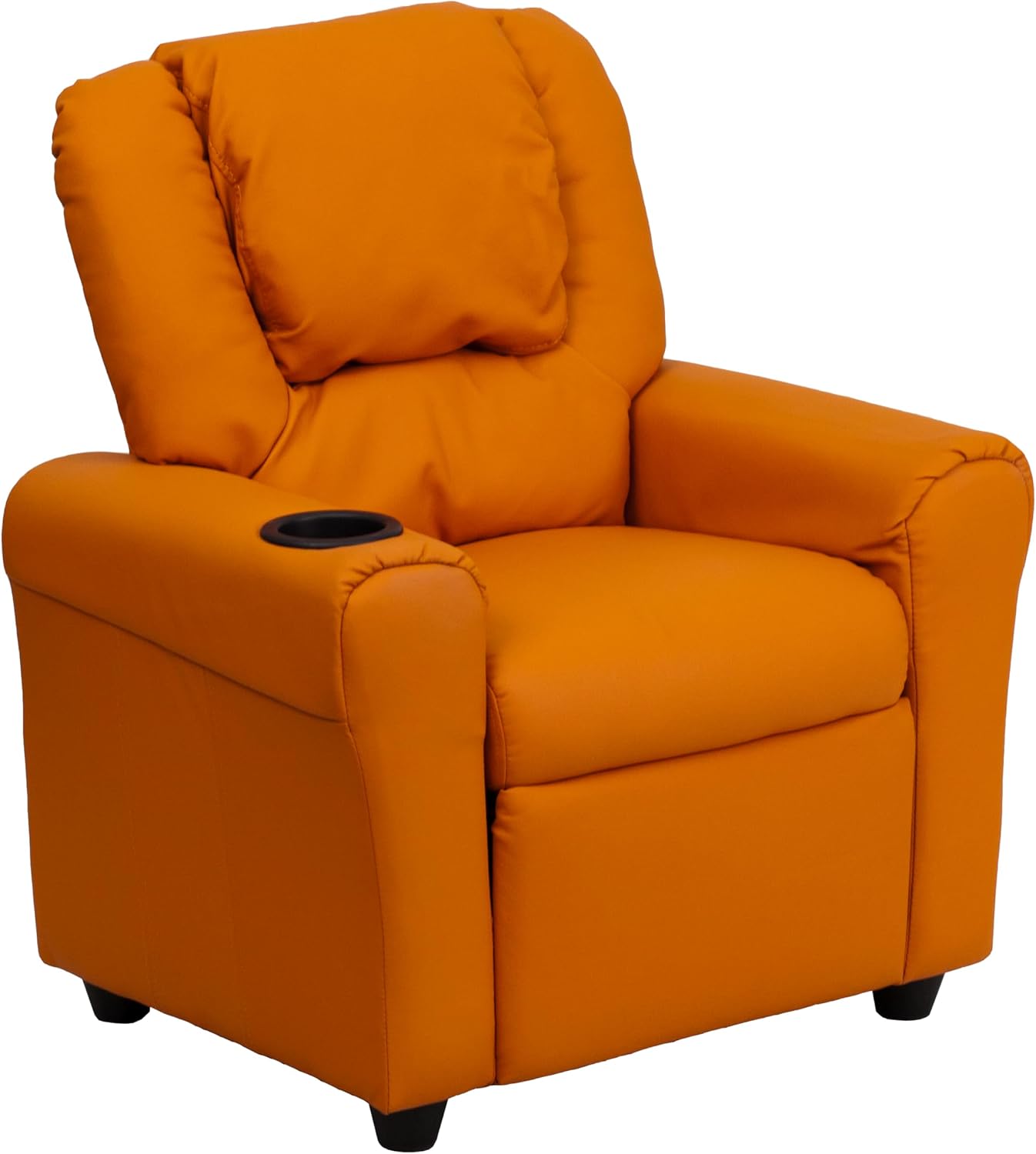 Flash Furniture Vana LeatherSoft Kids Recliner with Cup Holder, Headrest, and Safety Recline, Contemporary Reclining Chair for Kids, Supports up to 90 lbs., Brown | Manual Recline, Padded Seat and Back, Child-Friendly Design, Safety Recline Feature