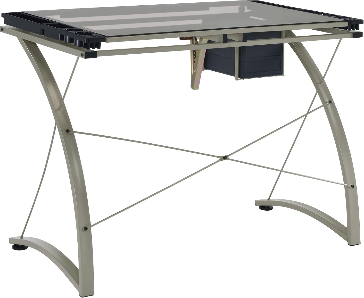 Coaster Home Furnishings - Melo - Metal and Glass - 41-Inch Drafting Table with Adjustable Pitch, Three Drawers
