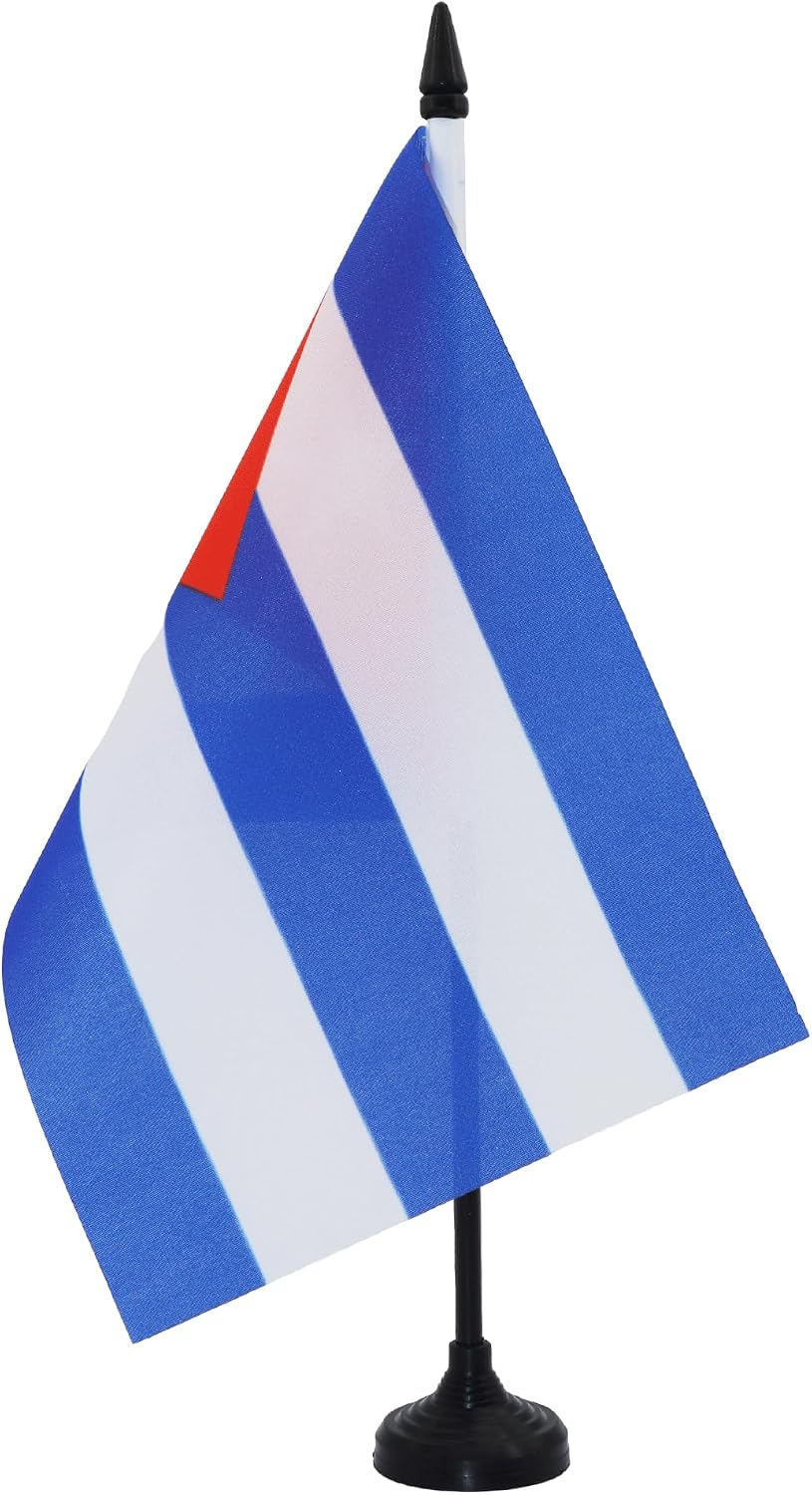 AZ FLAG Nicaragua Table Flag 4x6 in 100D Polyester Plastic Base | Indoor use Nicaraguan 15x10 cm desk flag stitched finish with reinforced edges with plastic pole