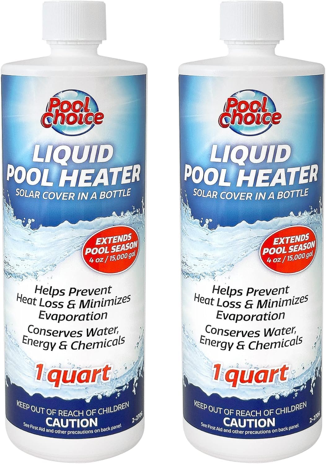 SpaChoice 1-Quart Premium Liquid Pool Heater Solar Cover in a Bottle | Liquid Solar Blanket for Pool, Helps Prevent Heat Loss, 4 ounces per 15,000 gallons of water every 2 weeks, Made in USA