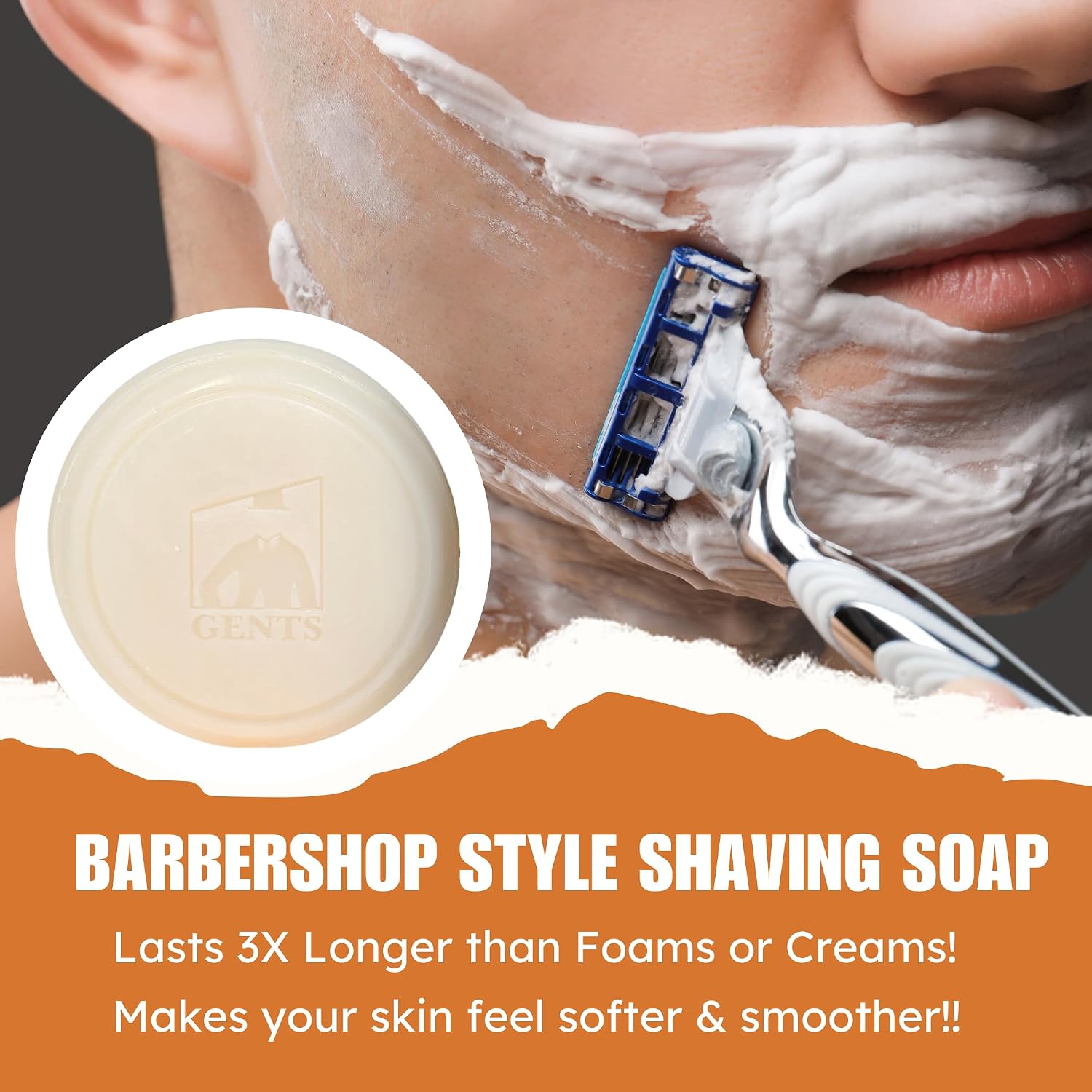 GENTS Men’s Shave Soap, 97% Natural Cedar Pine Scent, Rich Lather Wet Shaving, Traditional Shaving Soap for Men, 3oz Puck