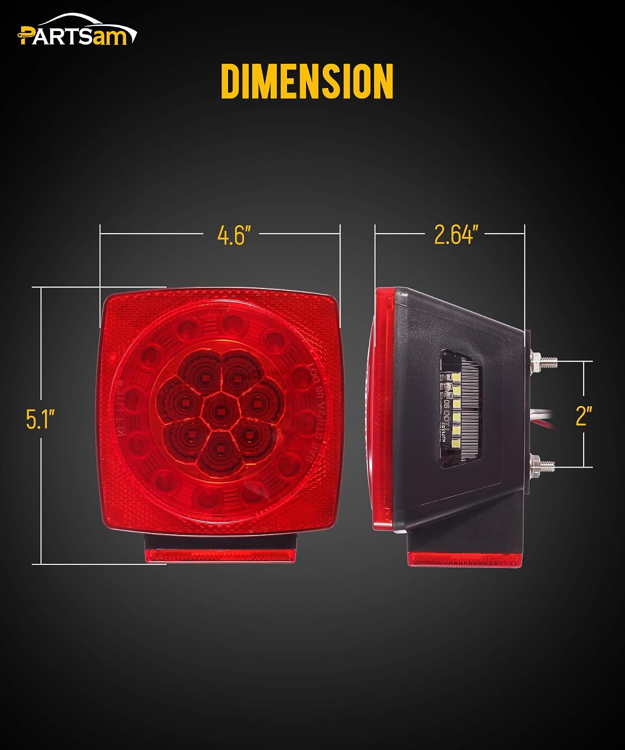 Partsam Led Submersible Trailer Tail Lights Kit