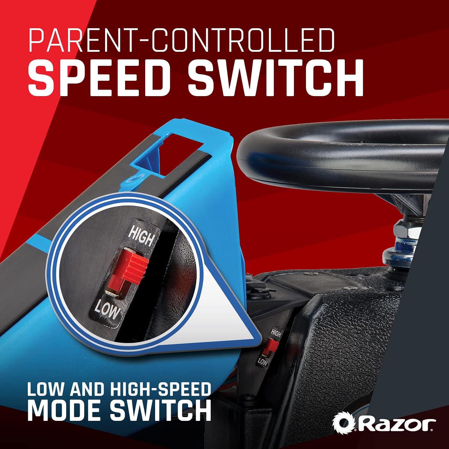 Razor Crazy Cart Shift Electric Go Kart for Kids Ages 6+ - 12V Drifting System, High/Low Speed Switch, Simplified Drifting, Riders up to 120 lbs
