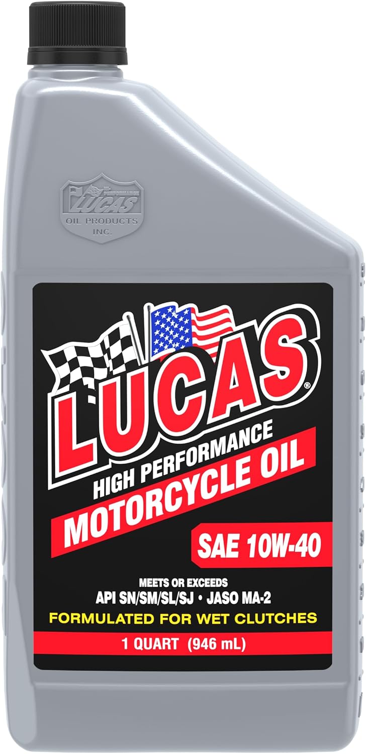 Lucas Oil 10700 High Performance SAE 20W-50 Motorcycle Oil - 1 Quart (Pack of 6)