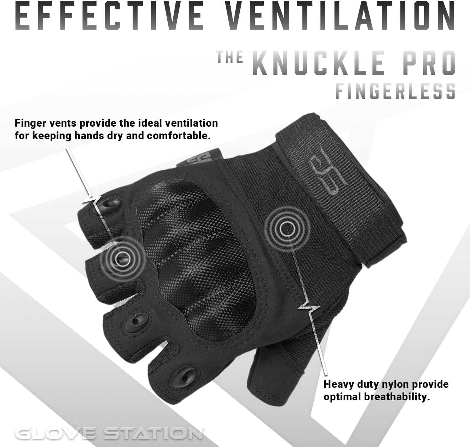 Glove Station Fingerless Knuckle Motorcycle Gloves, TACHK200