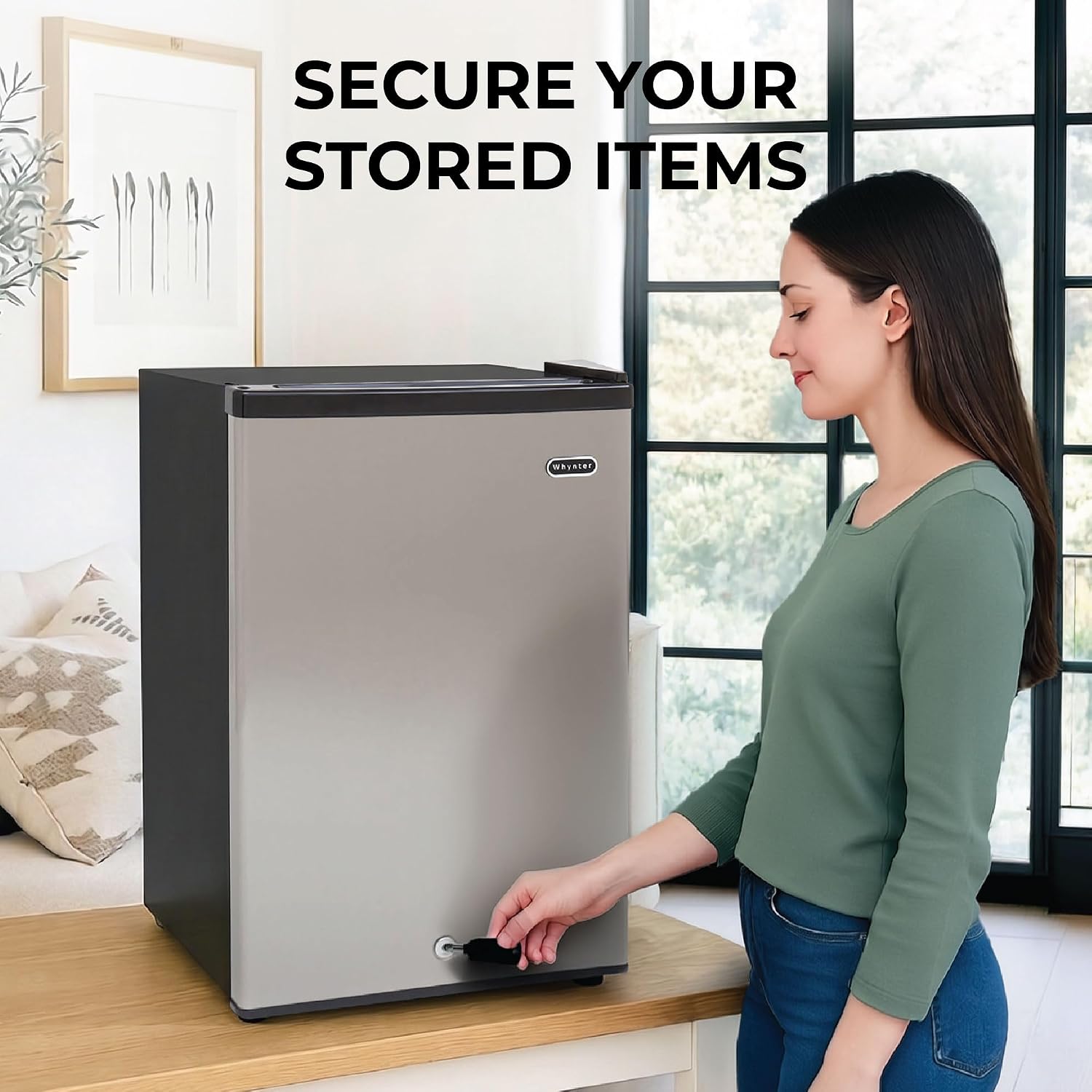Whynter Upright Freezer 2.1 Cu Ft Lock, Mini Freezer, Stainless CUF-210SS | Adjustable Thermostat and Security Lock, Energy Star Rated, Reversible Door, Adds Compact Frozen Storage at Home