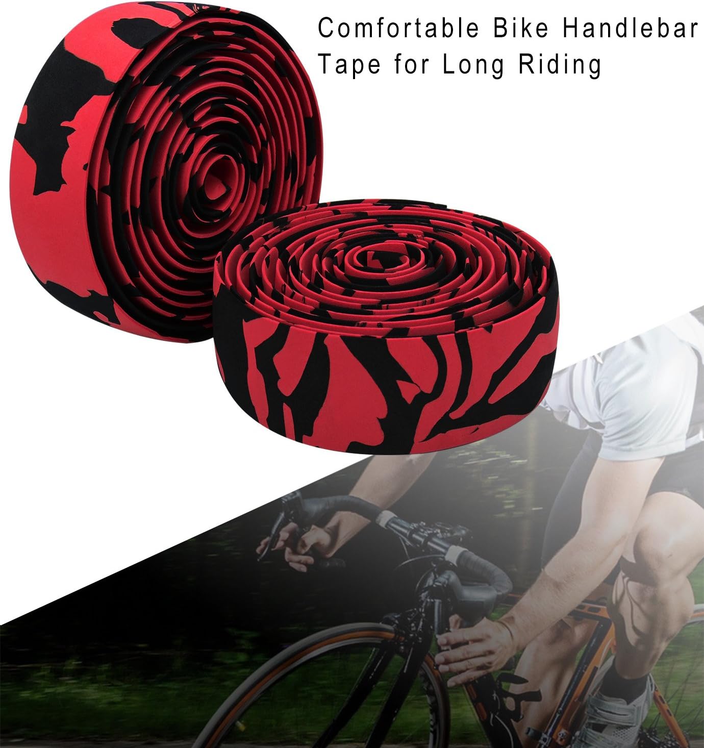 TOPCABIN Comfort Gel Road Bike EVA Handlebar Tape Bike Bar Tape Camouflage Series Tape with Reflective Bar Plugs