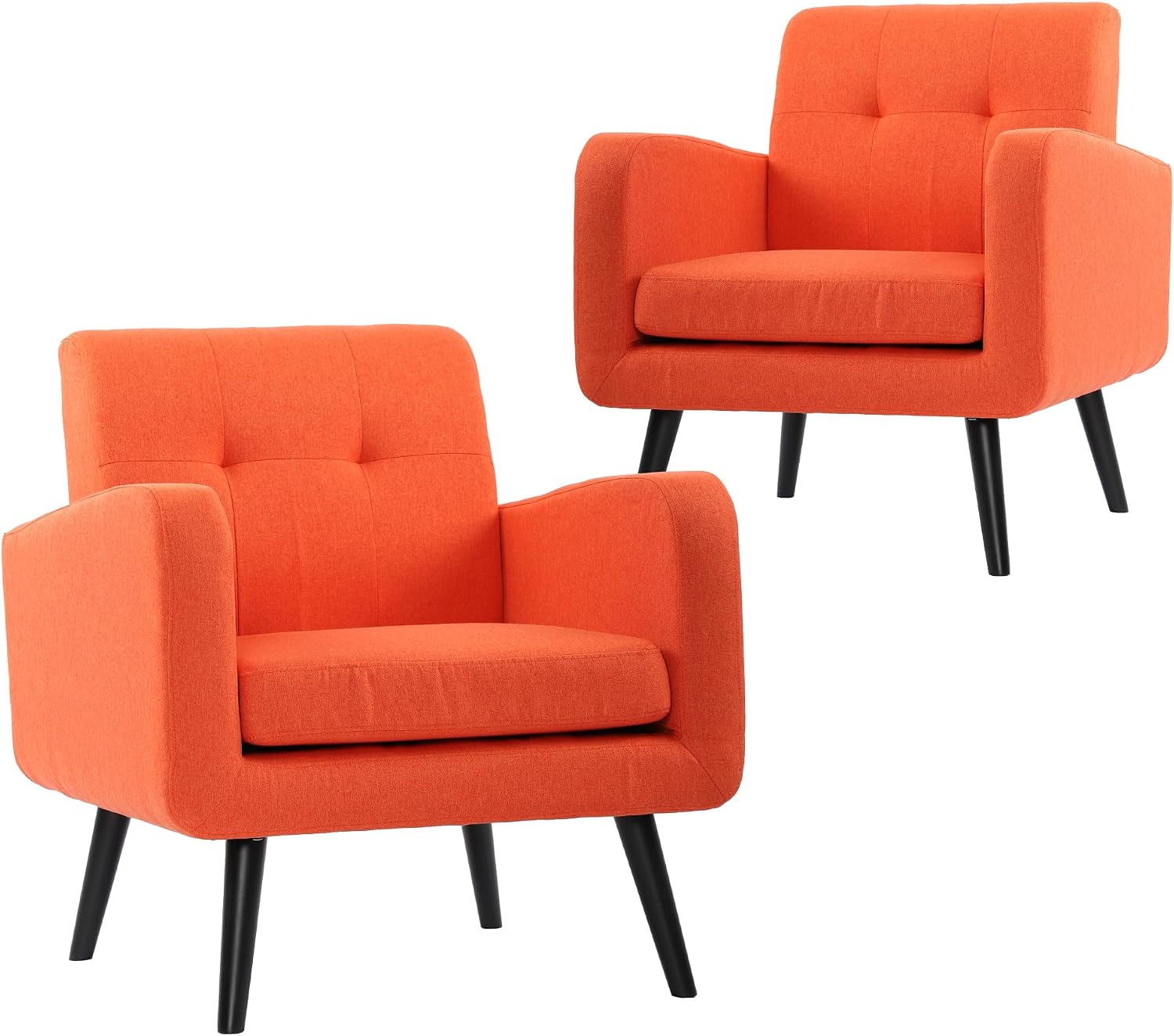 LSSPAID Modern Accent Chairs, Upholstered Fabric Cozy Armchairs, Living Room Side Chair with Solid Wood Legs, Blue