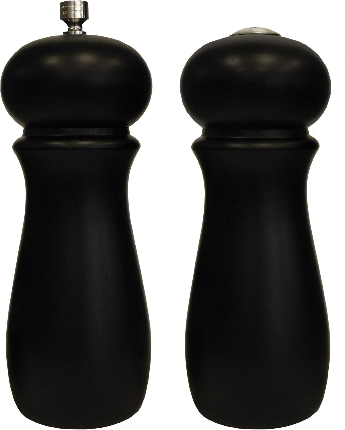 Winco 2 1/4" Black Salt & Pepper Wood Grinder Set, Rubberwood, Set | Precise seasoning with fresh spices, Great for Salt, Pepper