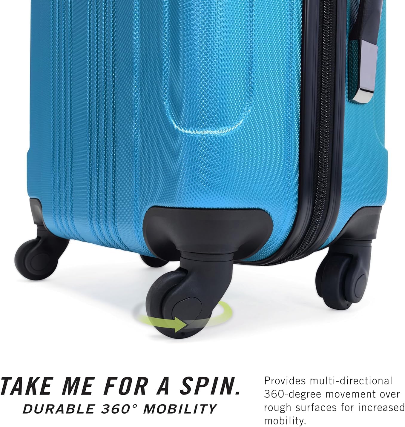 Kenneth Cole REACTION Out of Bounds Lightweight Hardshell 4-Wheel Spinner Luggage, Teal, 20-Inch Carry On